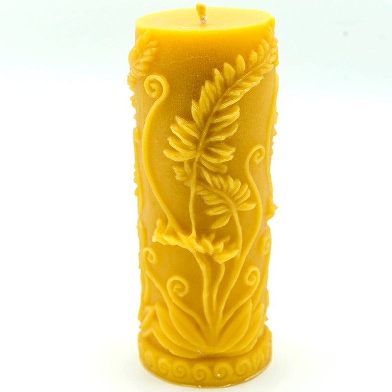 One Beeswax Rustic Fern Cylinder Candle (18.10 cm x 6.35 cm)