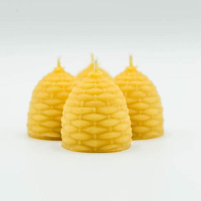 4 small Solid Beeswax Skep candles (4 cm x 4 cm)