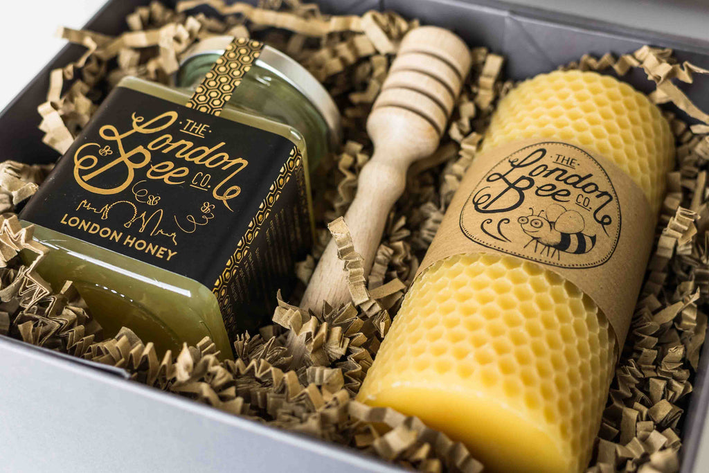 Medium Beeswax Candle and London Honey Gift Box