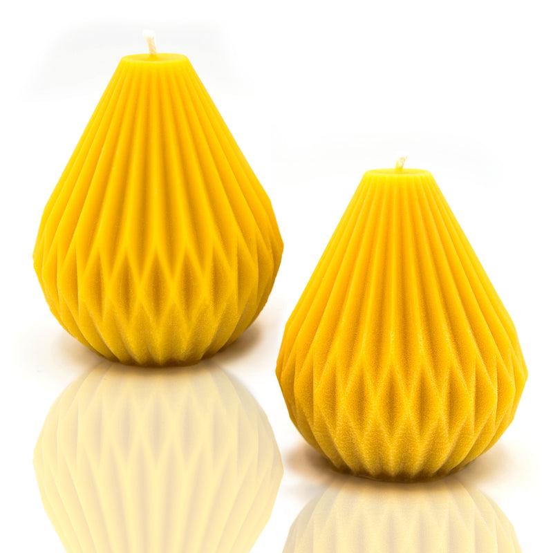 Solid Beeswax Origami pear shaped candle