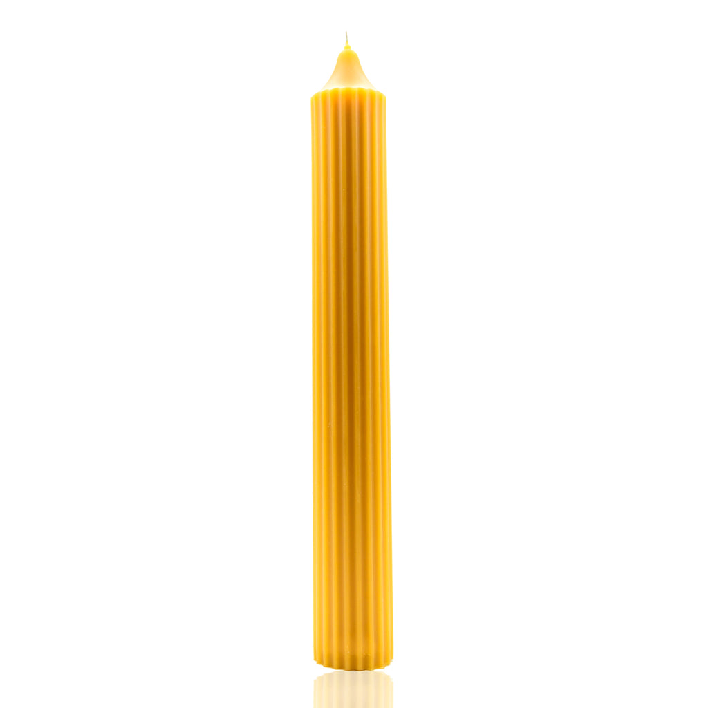 Handmade pure beeswax Ridged Taper candle