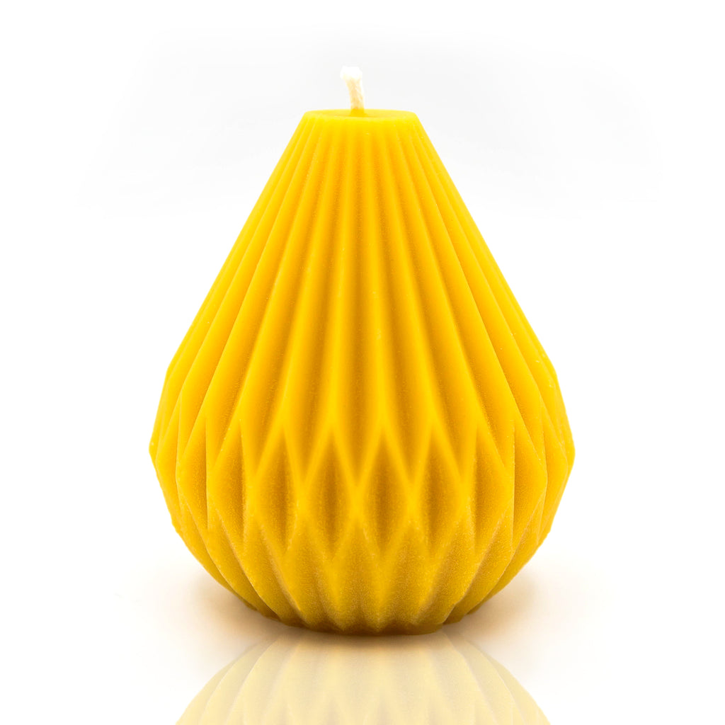 Solid Beeswax Origami pear shaped candle