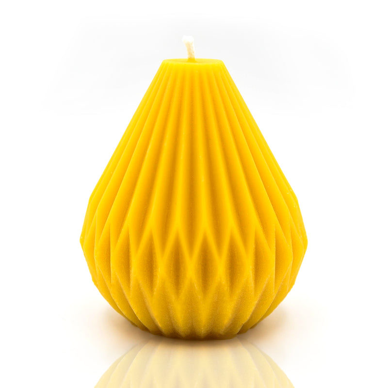 Solid Beeswax Origami pear shaped candle