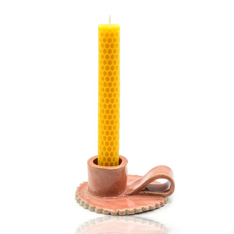2 handmade pure beeswax Honeycomb Taper candles